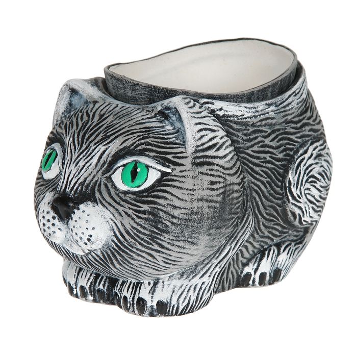 Фигурное кашпо "Серый котик" 1 л