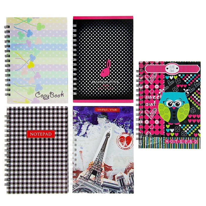 Записная книжка твёрдая обложка А6, 144 листа "Ассорти", МИКС