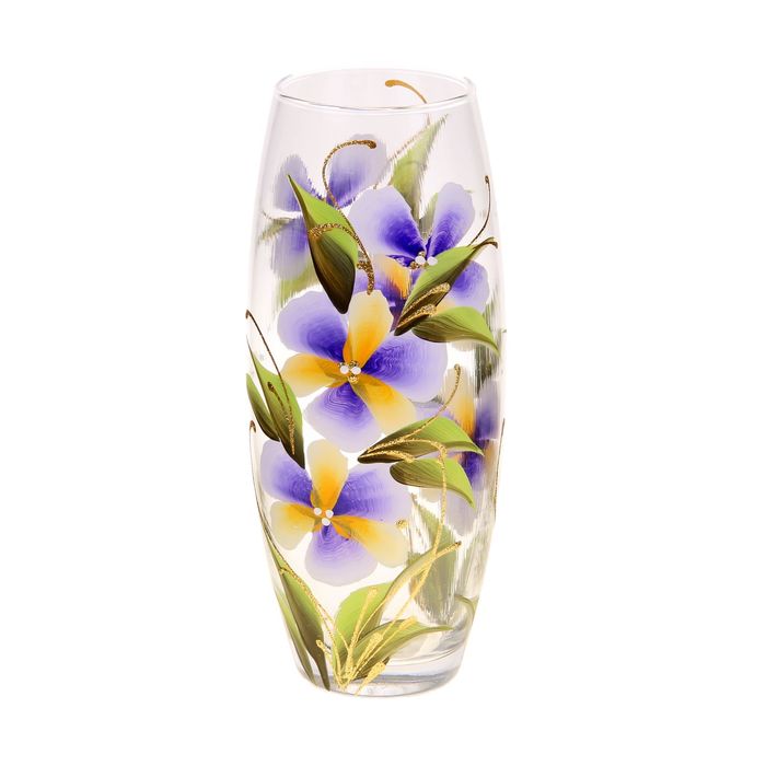 Ваза "Анютины глазки", овальная, блёстки