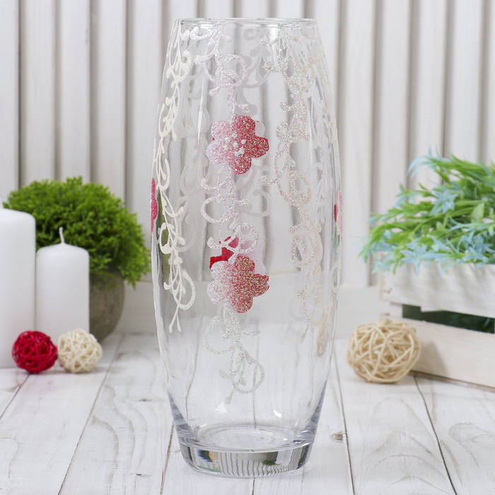 Ваза "Сакура", блёстки, овальная