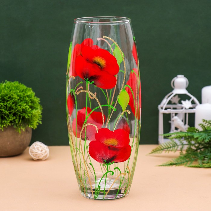 Ваза "Маки в лесу", овальная