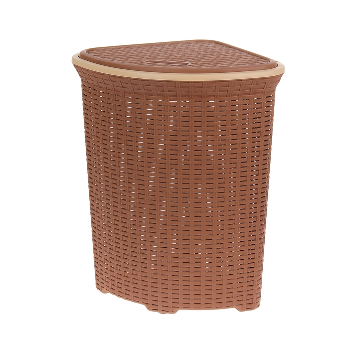 Корзина для белья угловая с крышкой 60 л "Ротанг", цвет какао