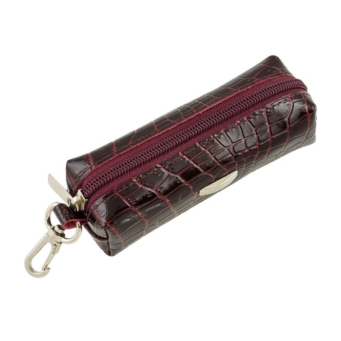 Ключница на молнии, цвет бордовый