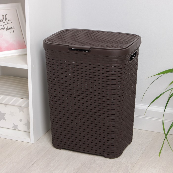 Корзина для белья «Ротанг», 40 л, с крышкой, цвет коричневый