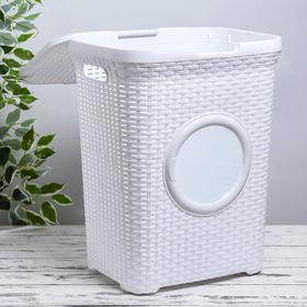 

Корзина для белья с крышкой «Ротанг», 60 л, 34×44×56 см, с иллюминатором, цвет белый