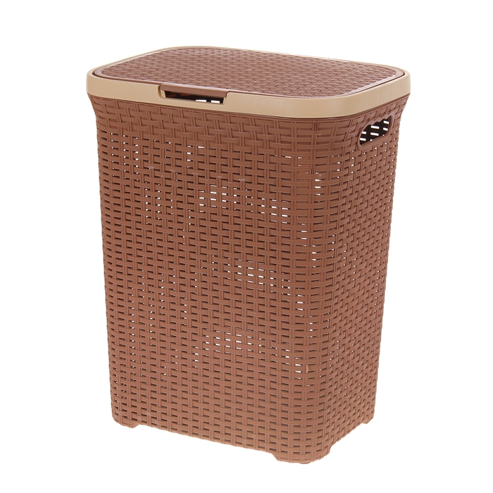 Корзина для белья 60 л с крышкой "Ротанг", цвет какао