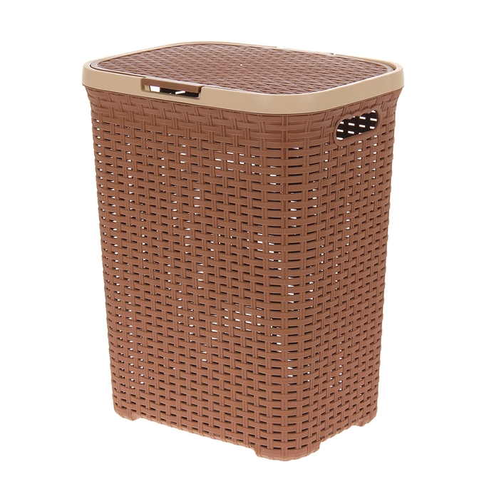 Корзина для белья 40 л с крышкой "Ротанг", цвет какао