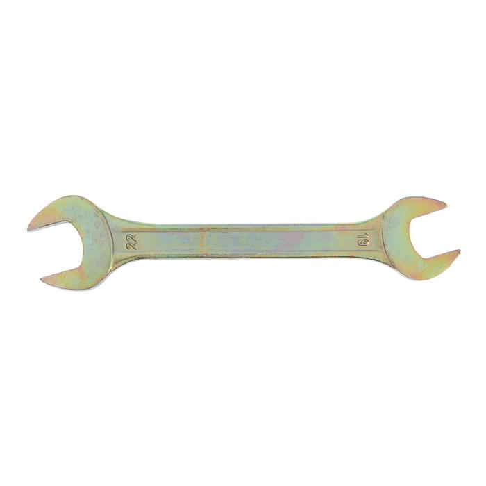Ключ гаечный, рожковый TUNDRA basic, желтый цинк, 19х22 мм