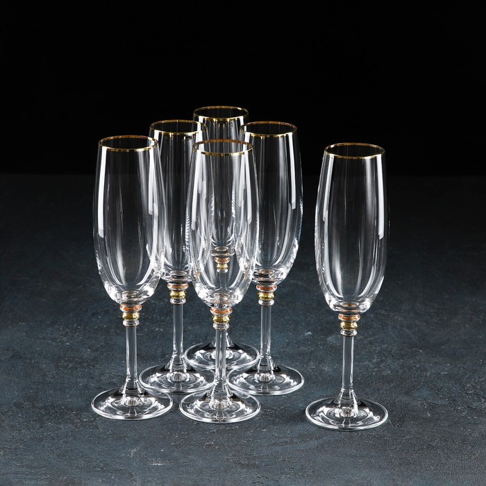 Набор бокалов для шампанского Bohemia Crystal «Оливия», 190 мл, 6 шт набор бокалов для вина bohemia crystal клаудия 190 мл 6 шт