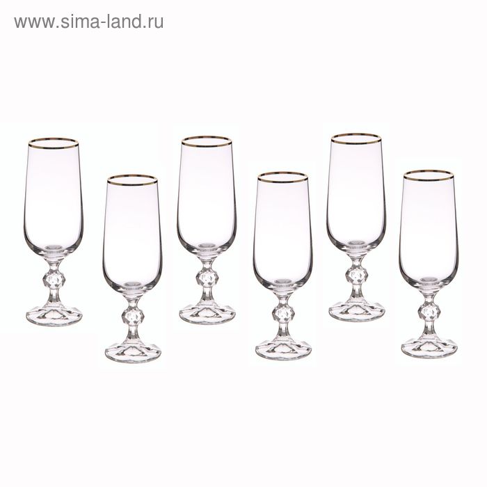 Набор бокалов для шампанского «Клаудия», 180 мл, 6 шт. бокалы для шампанского 180 мл 6 шт crystalex cz s r o клаудия орнамент золото 210290