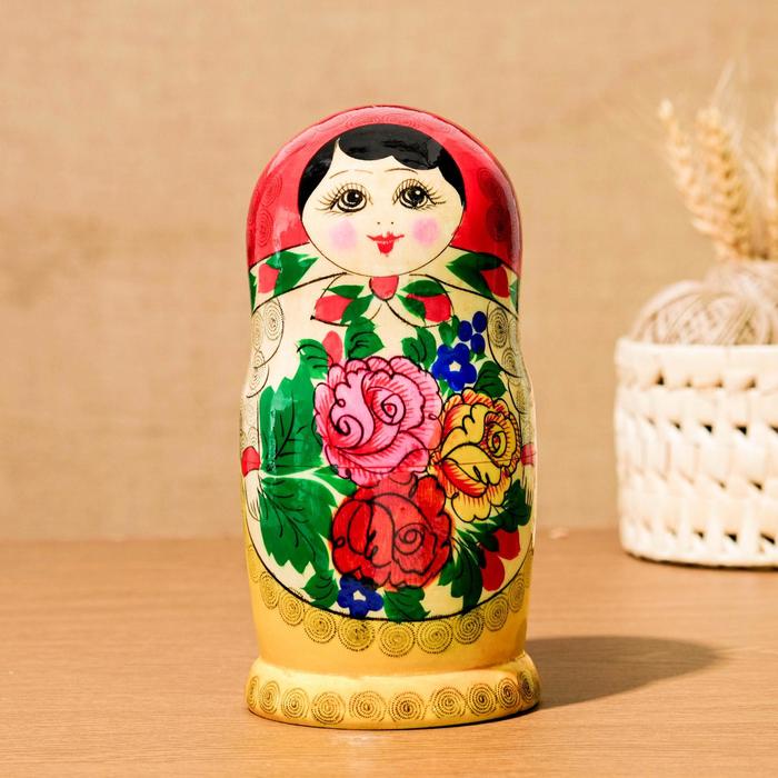 Матрёшка «Семёновская», красный платок, 7 кукольная, 20 см