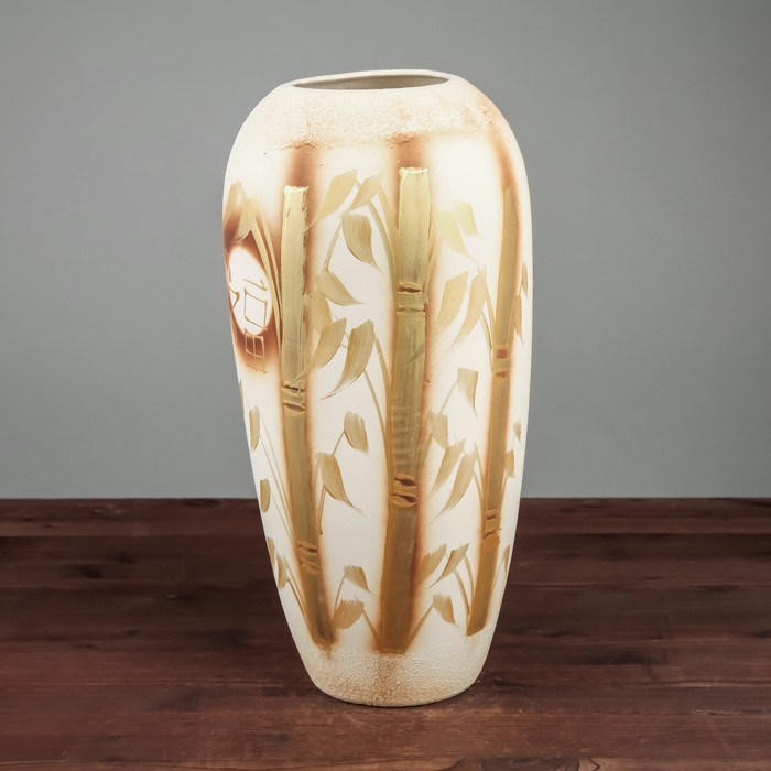 Ваза напольная "Аурика" шамот, бамбук