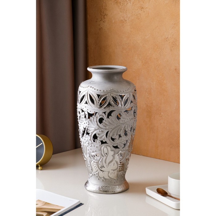 Ваза "Валенсия" резная, серебро, микс