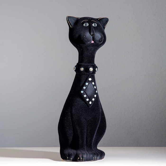 Копилка "Кот Феликс" большая, флок, чёрная