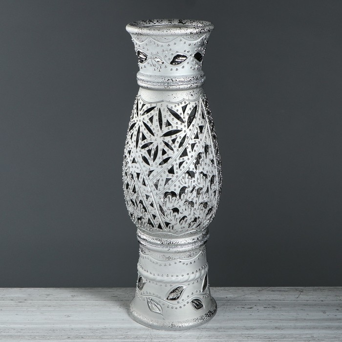 Ваза напольная "Осень" резная, серебро