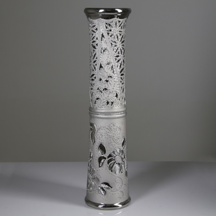 Ваза напольная "Весна" резная, серебро