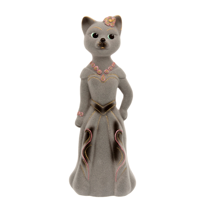 Копилка "Миледи кошка" флок, серая