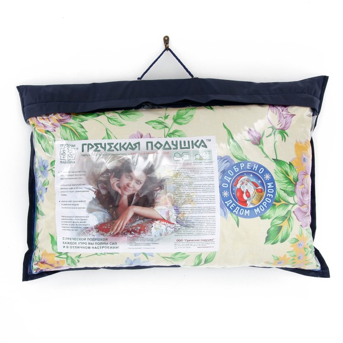 Подушка "Греческая" БИО М1, размер 40х60 см, лузга гречихи, тик, цвет микс