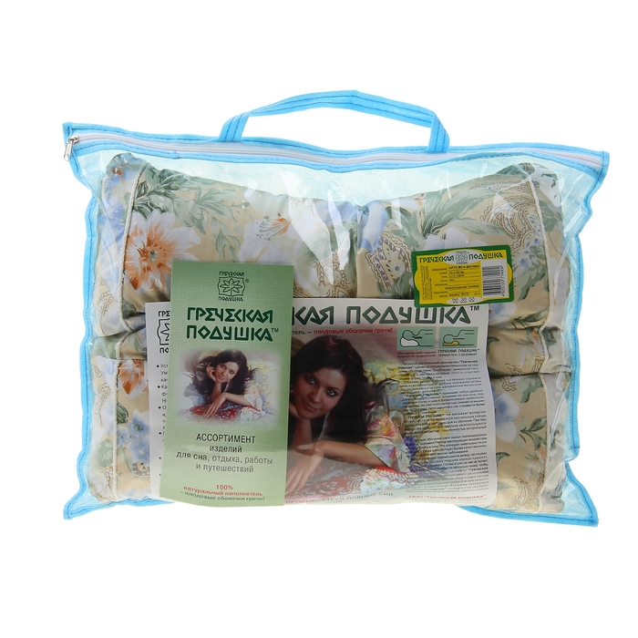 Подушка "Греческая" ОРТО М2, размер 35х40 см, лузга гречихи, тик