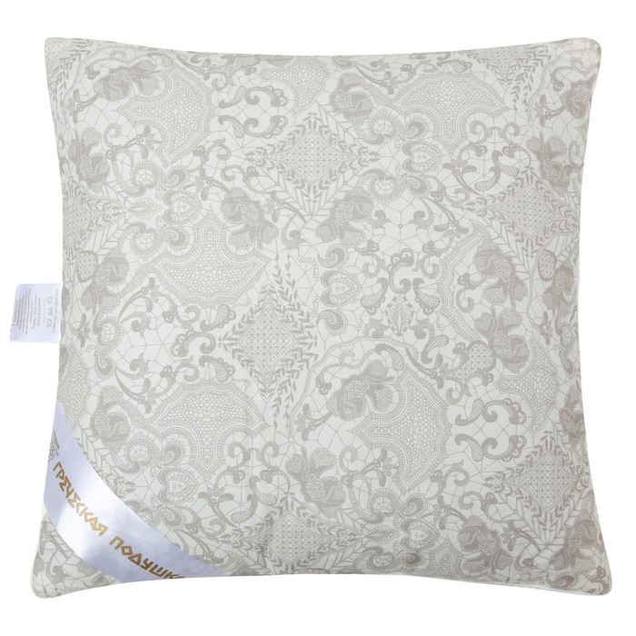 Подушка "Греческая" с волокном бамбука, размер 40х40 см, лузга гречихи, тик
