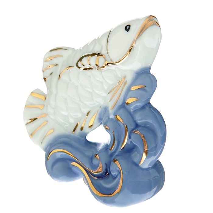 Сувенир-нэцкэ "Рыба Арована на волне"