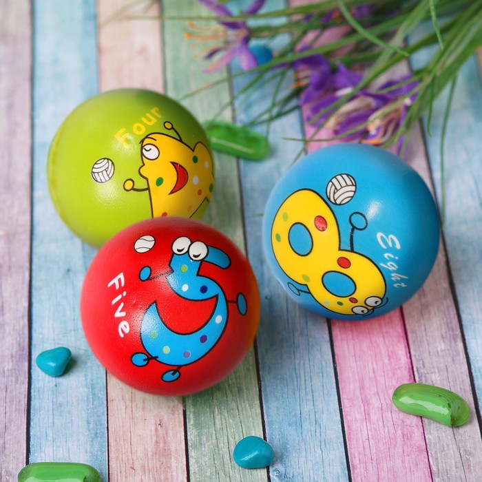 Мягкий мяч "Живые цифры", 7,6 см, цвета МИКС