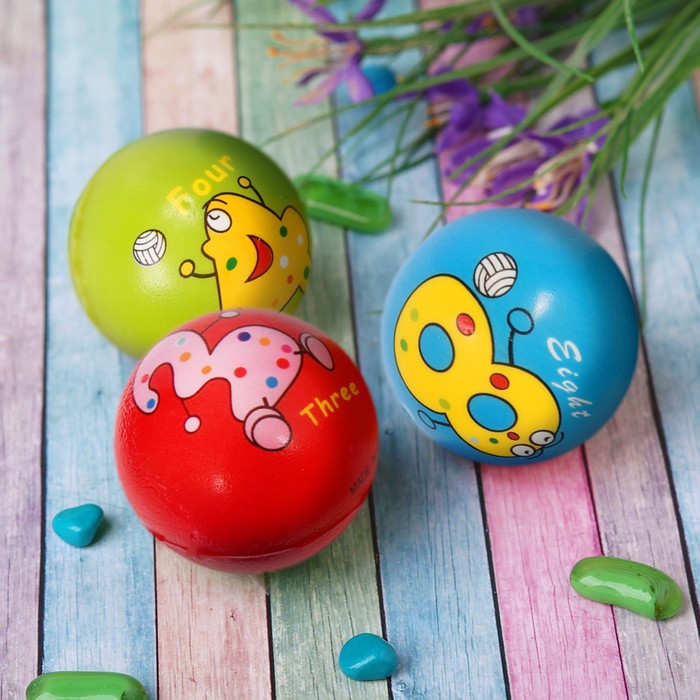 Мягкий мяч "Весёлые животные", цифры, 6,3 см, цвета МИКС
