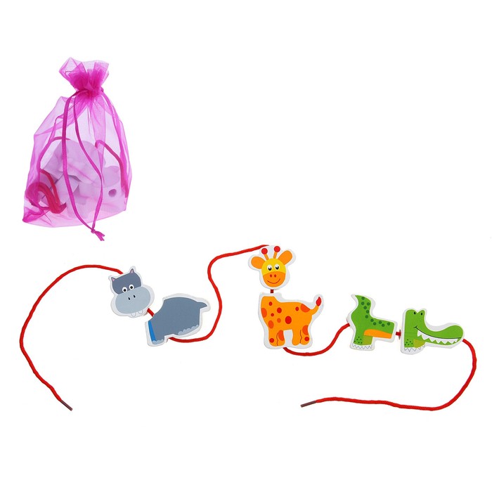 Шнуровка - вкладыш "Сафари", 6 элементов