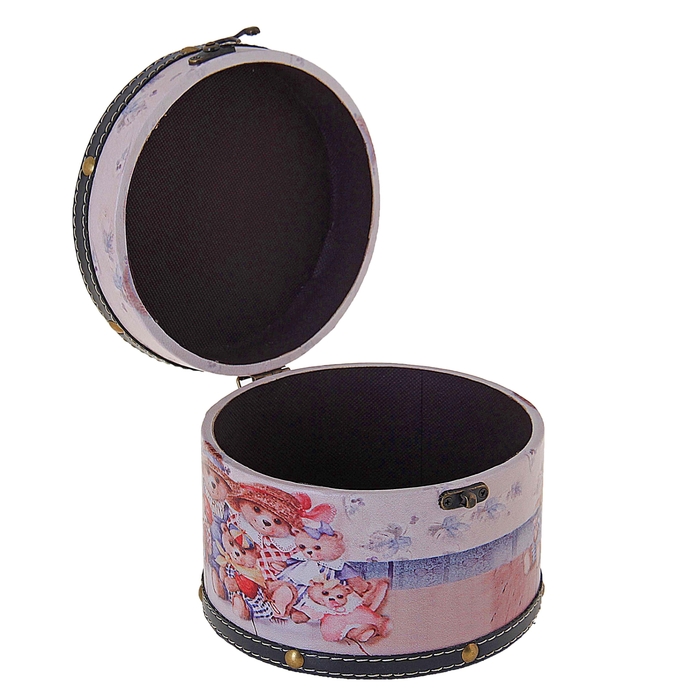 Шкатулка круглая "Семья мишуток"