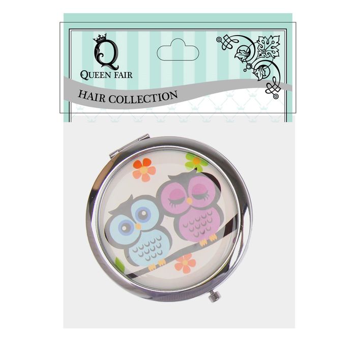 Зеркало складное «Совушки», круглое, двустороннее, с двукратным увеличением, d=7см, цвет МИКС