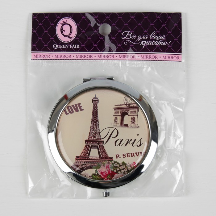 Зеркало складное «Париж», круглое, двустороннее, с двукратным увеличением, d=7см, цвет МИКС