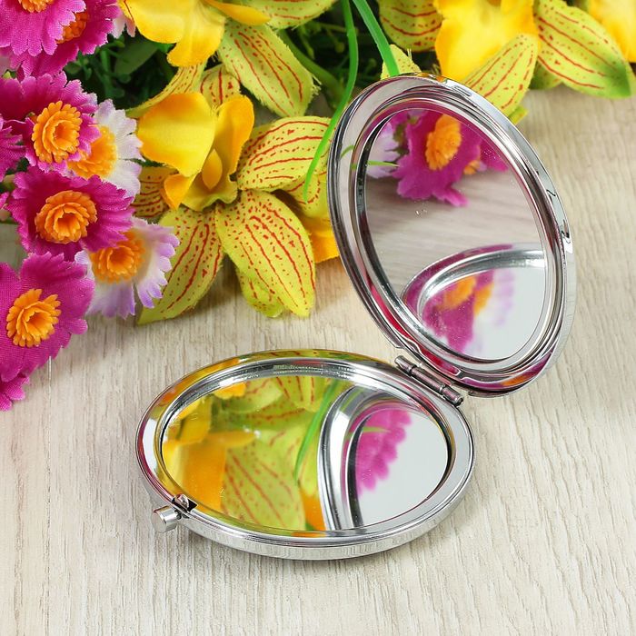 Зеркало складное «Бабочки», круглое, двустороннее, с двукратным увеличением, d=6см, цвет МИКС
