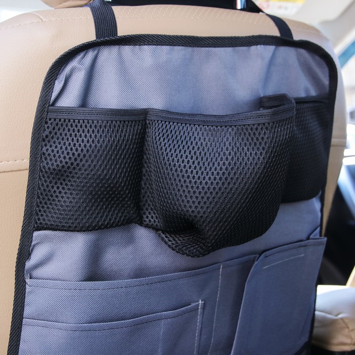 Органайзер на спинку сиденья, 7 карманов, цвет серый