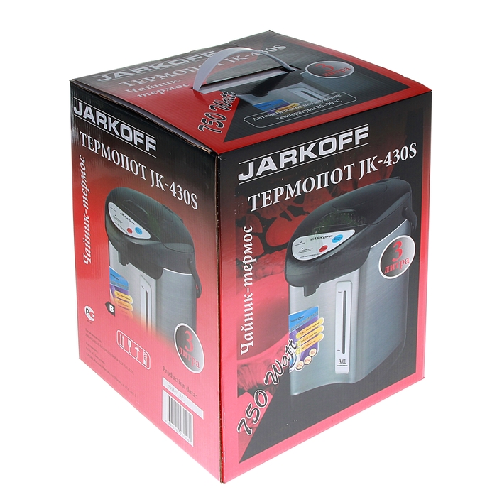 Термопот Jarkoff JK-430S, 750 Вт, 3л, нержавеющая сталь