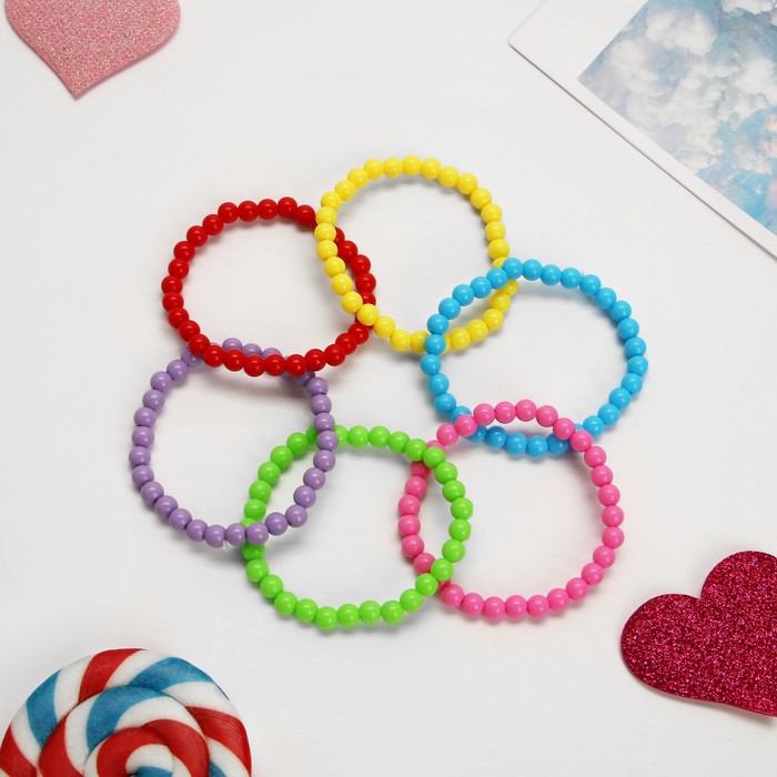 Набор детских браслетов "Выбражулька" бусинки, 6 нитей, цветной