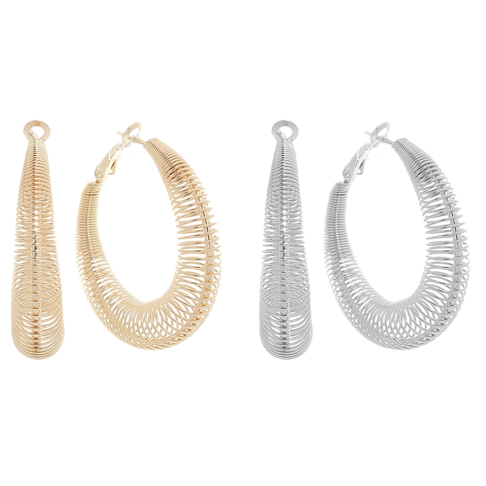 Серьги-кольца "Пружинка", цвет МИКС, d=4см