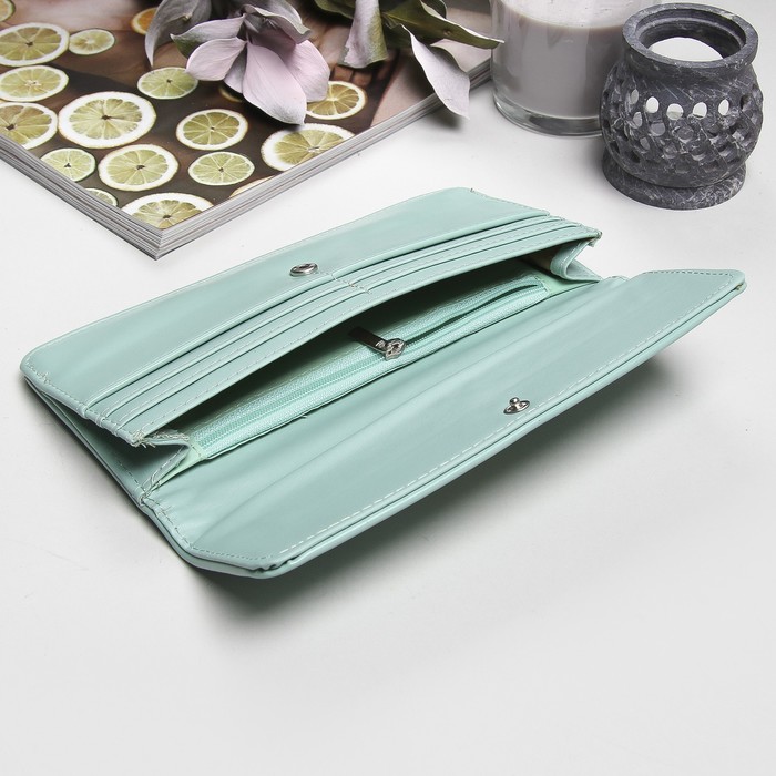 Кошелёк женский "Амур", 2 отдела, отдел для кредиток, цвет мятный