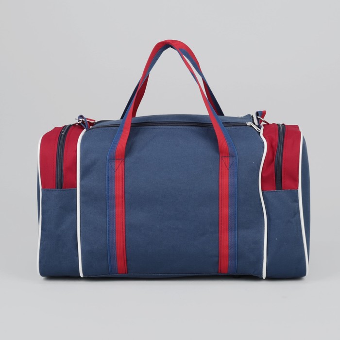 Сумка спортивная, 1 отдел, 3 наружных кармана, длинный ремень, цвет синий/красный