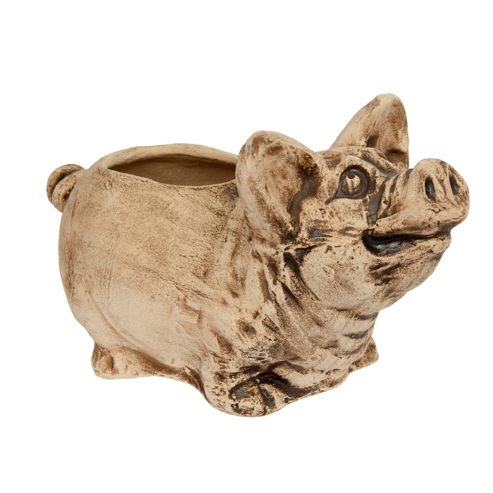 Фигурное кашпо "Свинка" шамот
