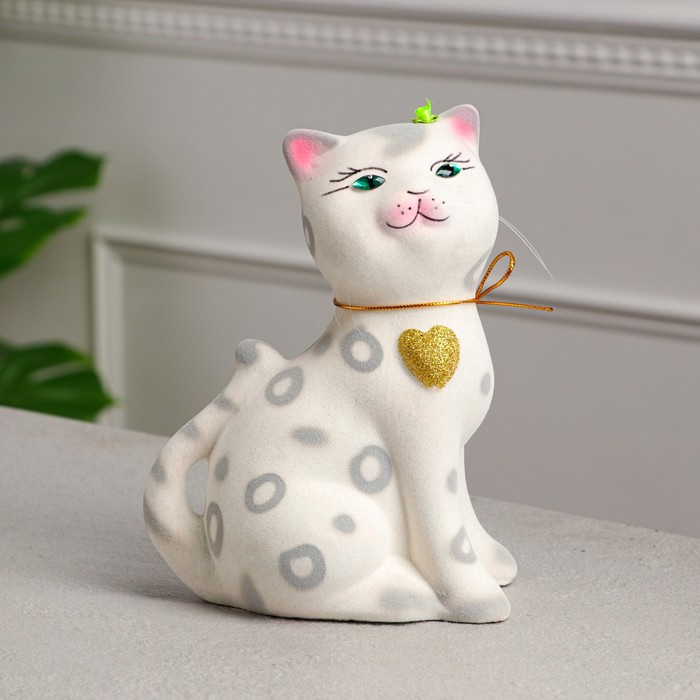 

Копилка "Кошка Василиса", флок, бело-серая, 23 см