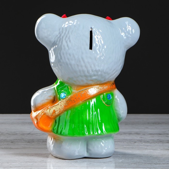 Копилка "Медвежонок девочка" малая, глянец, розовая