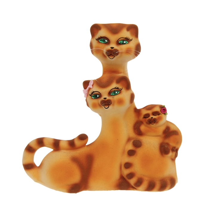 Копилка "Семейство котиков" флок, жёлтая