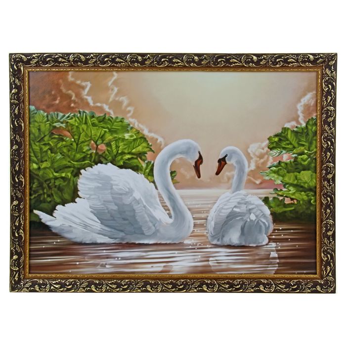 Картина "Пара лебедей" рама микс