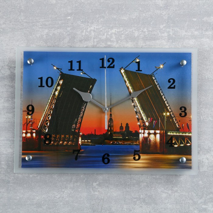 Часы настенные прямоугольные "Мост", 25х35 см