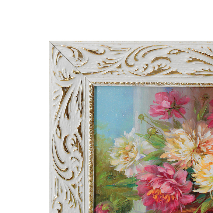 Картина "Пионы в корзине" рама микс