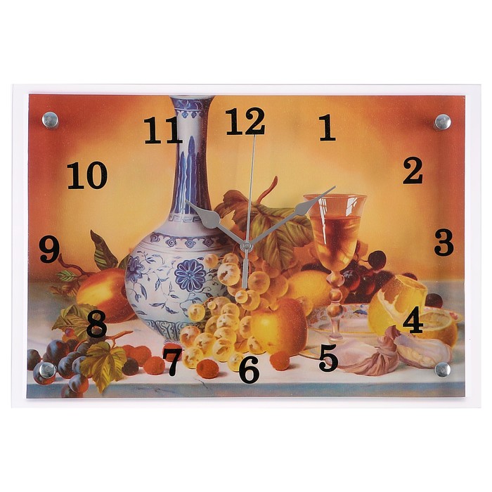 Часы настенные прямоугольные "Кувшин вина и фрукты", 25х35 см