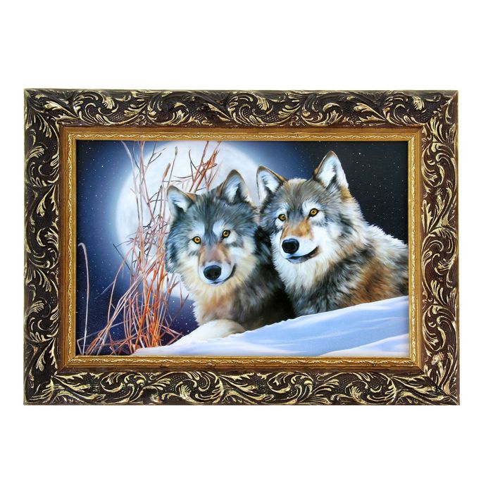 Картина "Волки" рама микс