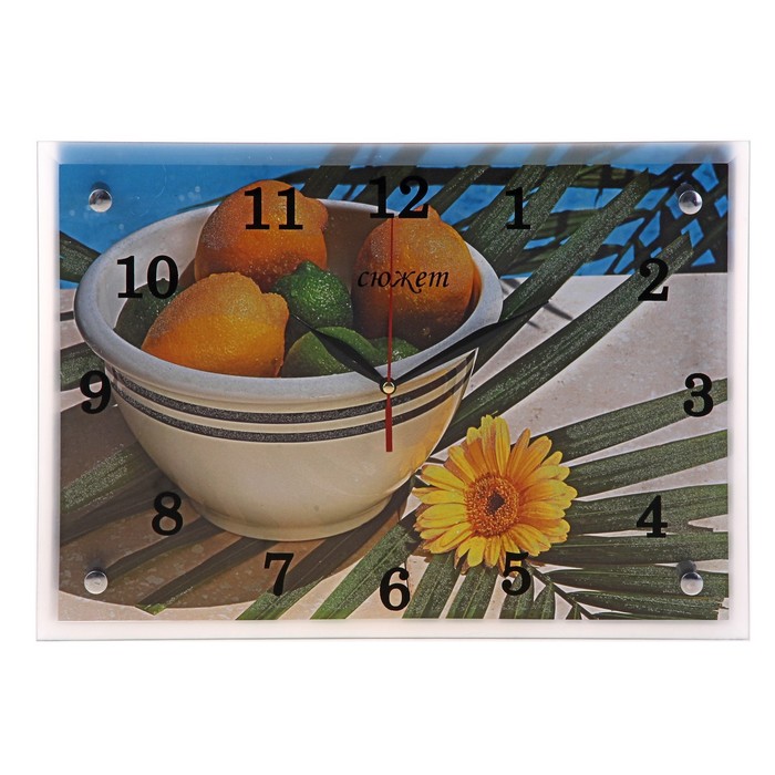 Часы настенные прямоугольные "Цитрусы", 25х35 см