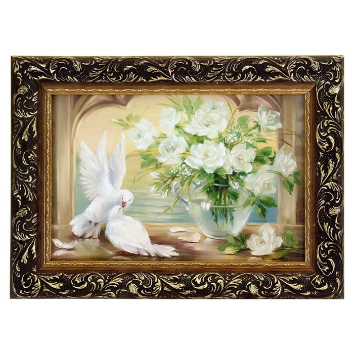 Картина "Голуби" рама микс