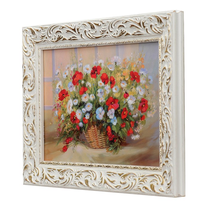 Картина "Корзинка с цветами" рама микс